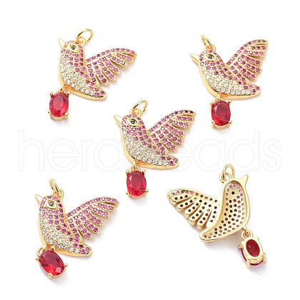 Real 18K Gold Plated Brass Micro Pave Cubic Zirconia Pendants KK-D004-27G-1