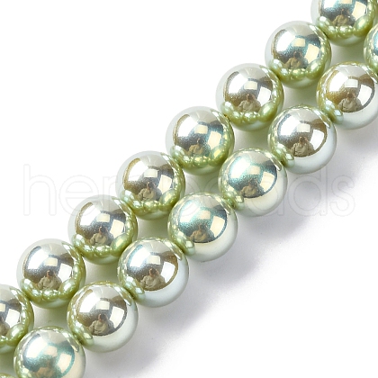 UV Plating Pearlized Glass Pearl Beads Strands GLAA-F128-01B-T14-1