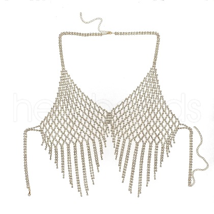 Alloy Full Crystal Rhinestone Mesh Chest Tassel Body Chains for Women FS-WGC0CE6-02-1