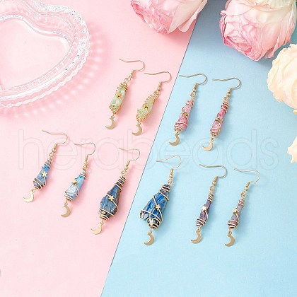 Natural Quartz Crystal Dangle Earrings EJEW-JE06410-01-1