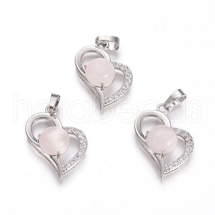 Natural Rose Quartz Pendants X-G-L512-O13-1