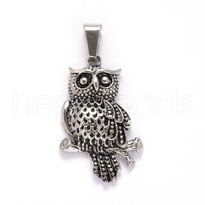 Owl 304 Stainless Steel Pendants STAS-F097-36-1