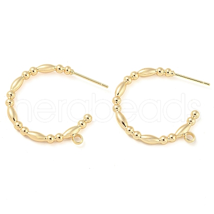 Brass Ring Stud Earrings Findings KK-K351-27G-1