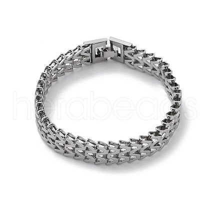 Non-Tarnish 304 Stainless Steel W Link Chain Bracelets for Women Men BJEW-Q343-03P-1