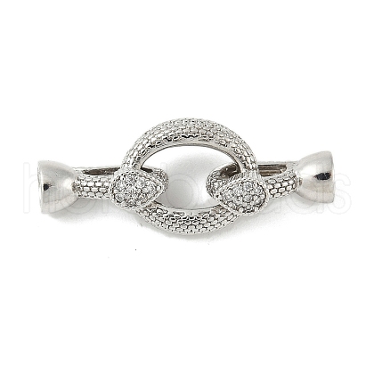 Brass Micro Pave Clear Cubic Zirconia Fold Over Clasps KK-M326-01P-1