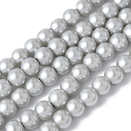 Baking Painted Pearlized Glass Pearl Round Bead Strands HY-XCP0001-23-1