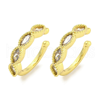 Brass Micro Pave Cubic Zirconia Cuff Earrings EJEW-C104-032G-1