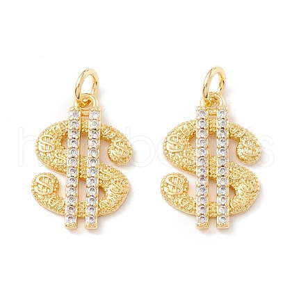 Brass Micro Pave Clear Cubic Zirconia Pendants ZIRC-P098-07G-1