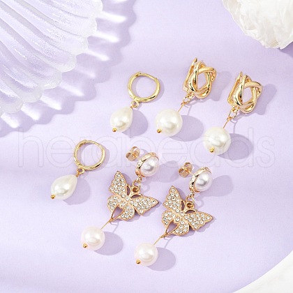 3 Pairs 3 Styles Brass Earring Sets EJEW-JE06461-1