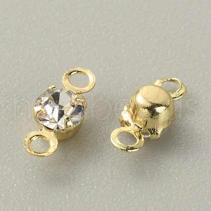 Brass Clear Cubic Zirconia Connector Charms RB-WH0005-002A-KCG-1