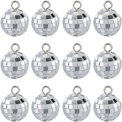 SUNNYCLUE 24Pcs Mirror Ball Reflective Ball Pendants AJEW-SC0002-62-1
