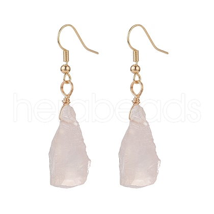 Natural Rose Quartz Irregular Nuggets Dangle Earrings EJEW-JE05018-02-1