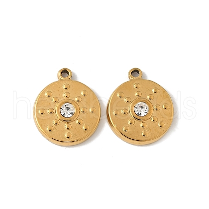304 Stainless Steel Rhinestone Pendants STAS-P394-03G-1
