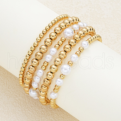 5Pcs CCB Round Beaded Stretch Bracelets WGF8C34-09-1