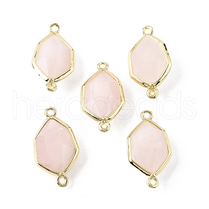 Natural Rose Quartz Faceted Connector Charms G-H323-05G-04-1