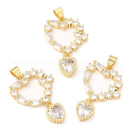 Rack Plating Brass Micro Pave Cubic Zirconia Pendants KK-A185-25G-1