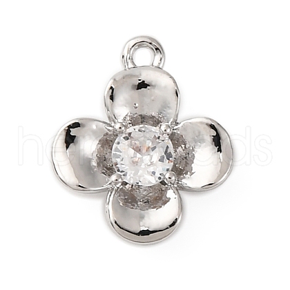 Brass Pave Clear Cubic Zirconia Charms KK-V016-20P-1