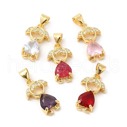 Real 16K Gold Plated Brass Micro Pave Cubic Zirconia Pendants ZIRC-L103-055G-1