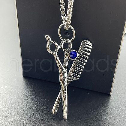Vintage Stainless Steel Barber Scissor Pendant Necklaces for Men NY7060-1