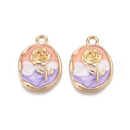 Rack Plating Alloy Enamel Pendants ENAM-N056-409B-1