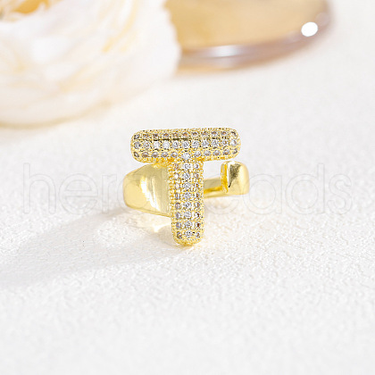 Brass Micro Pave Clear Cubic Zirconia Cuff Rings FS-WGF2B82-17-1