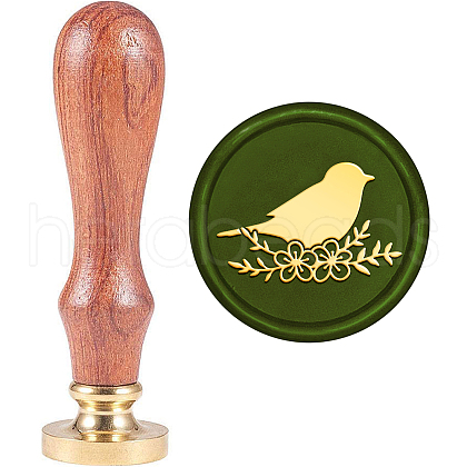 Brass Wax Seal Stamp with Handle AJEW-WH0184-1127-1