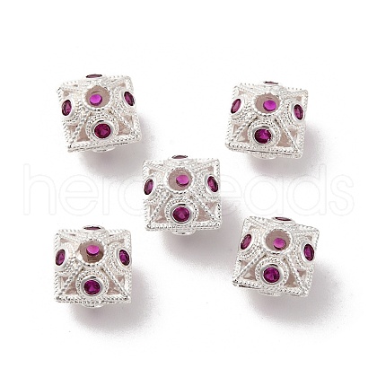 Brass Micro Pave Cubic Zirconia Beads KK-C071-01P-1