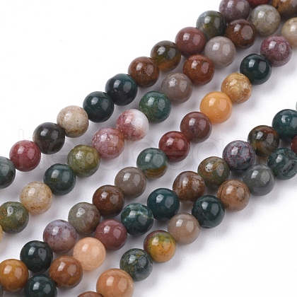 Natural Ocean Jasper Beads Strands G-F668-26-4mm-1