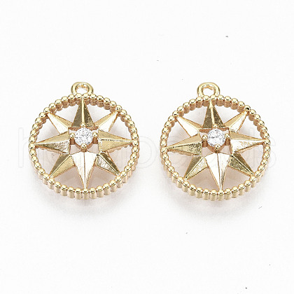 Brass Micro Pave Clear Cubic Zirconia Charms KK-N231-191-NF-1