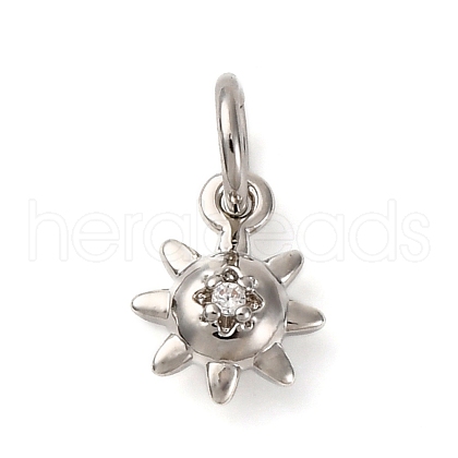 Brass Micro Pave Cubic Zirconia Sun Charms KK-P308-66P-1