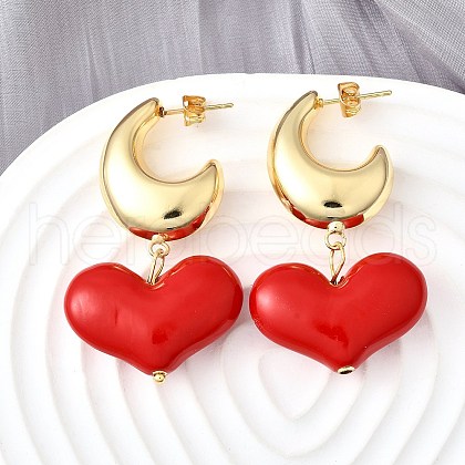 Brass Dangle Stud Earrings EJEW-V011-02G-1