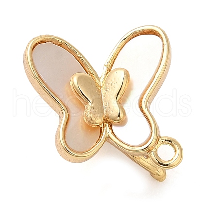 Brass with Natural Shell Fold Over Clasps KK-G505-27G-1