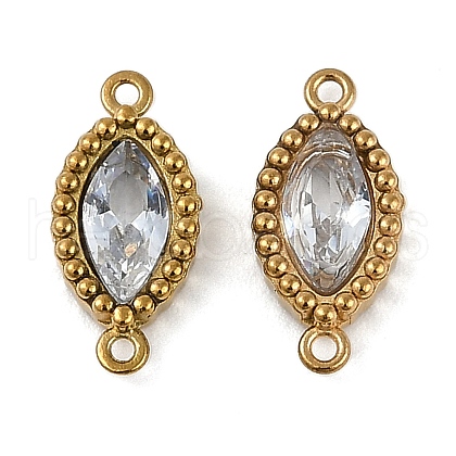 Ion Plating(IP) 304 Stainless Steel Cubic Zirconia Horse Eye Links Connector Charms STAS-K256-21G-05-1