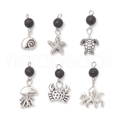 6Pcs Tibetan Style Alloy Pendants PALLOY-JF03899-1