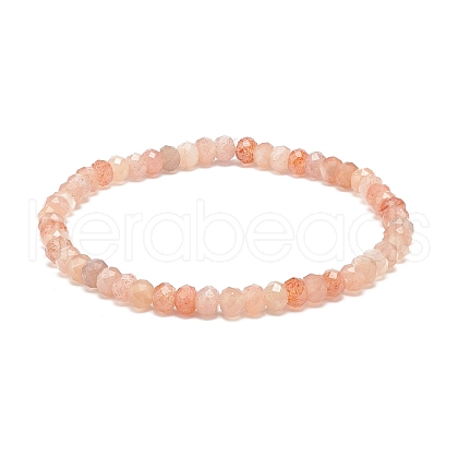 Natural Sunstone Rondelle Beaded Stretch Bracelets for Women BJEW-JB08956-02-1