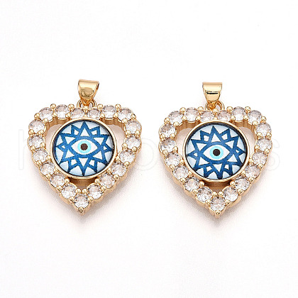 Brass Micro Pave Clear Cubic Zirconia Pendants for Women KK-T070-93A-01-1