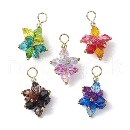 5Pcs Flower Acrylic Pendants PALLOY-JF03056-1
