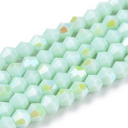 Opaque Solid Color Electroplate Glass Beads Strands X-EGLA-A039-P2mm-L20-1