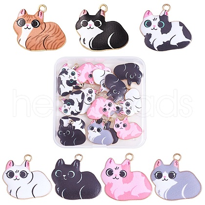 42Pcs 7 Colors Alloy Enamel Pendants ENAM-SZ0003-31-1