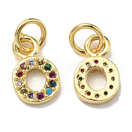Brass Micro Pave Colorful Cubic Zirconia Charms ZIRC-F092-01-O-1
