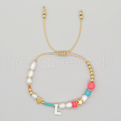 Shell Letter Charm Bead Bracelets ZZ0793-12-1