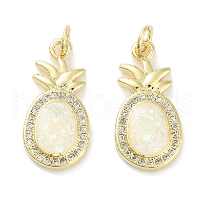 Brass Micro Pave Clear Cubic Zirconia Pendants KK-L213-042G-03-1