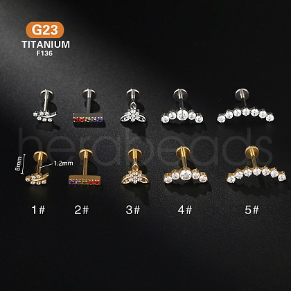 G23 Titanium Micro Pave Clear Cubic Zirconia Threadless Labrets WG2497D-01-1