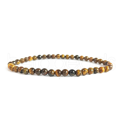 4mm Round Natural Tiger Eye Beads Bracelet for Men KG3069-34-1