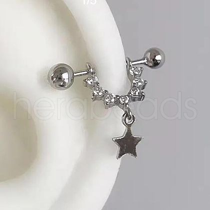 Stainless Steel Clear Cubic Zirconia Nipple Stirrups WG352FA-10-1