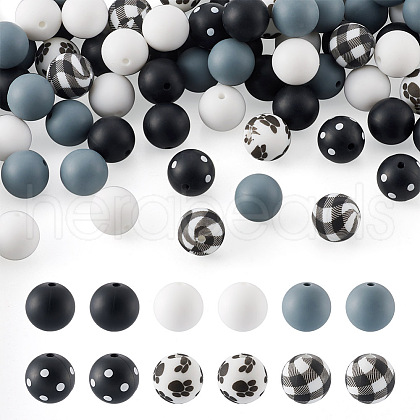 78Pcs 6 Style Food Grade Eco-Friendly Silicone Focal Beads SIL-TA0001-12-1