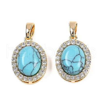 Synthetic Turquoise(Dyed) Oval Pendants KK-U043-47G-E-1