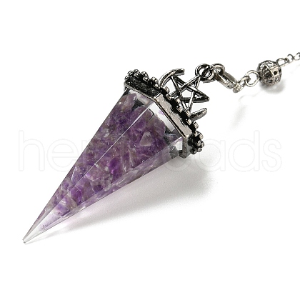 Natural Amethyst Chip & Resin Dowsing Pendulum Big Pendants G-H293-02P-06-1