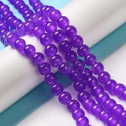 Baking Painted Imitation Jade Glass Round Bead Strands X-DGLA-Q021-8mm-27-1