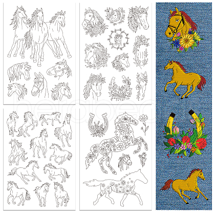 4 Sheets 11.6x8.2 Inch Stick and Stitch Embroidery Patterns DIY-WH0455-155-1